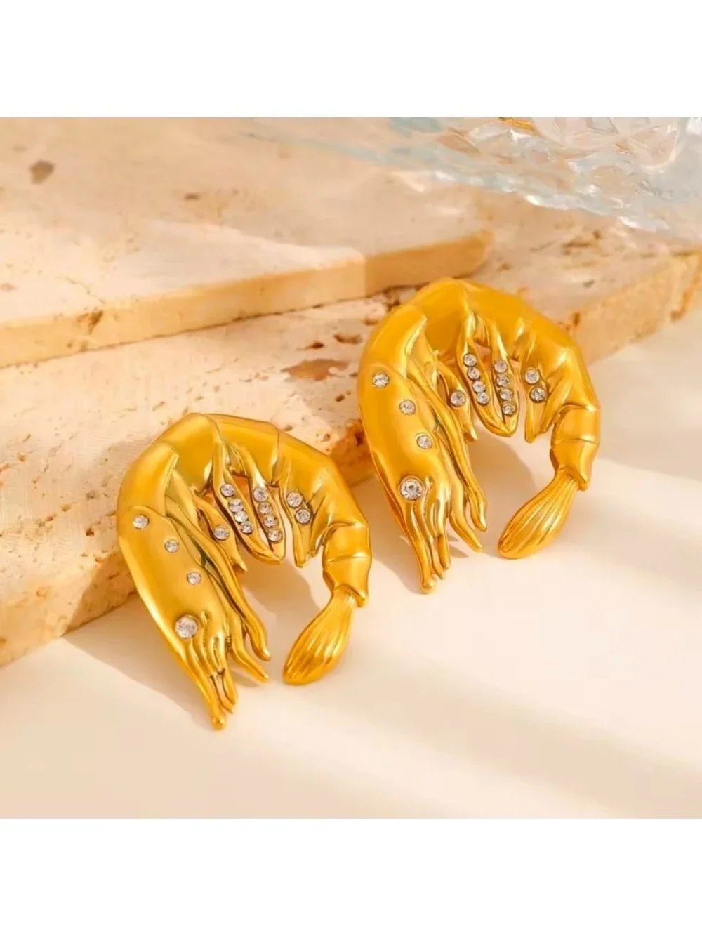 Gold Shrimp Hook Earrings